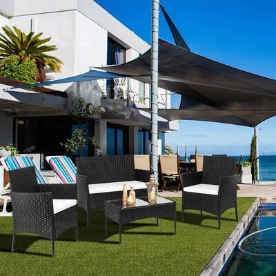 4 Pieces Rattan Wicker Outdoor Furniture Sofa Patio Set With Cushion