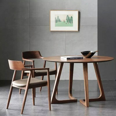 Round Nordic Luxury Dining Table And Chairs Wooden Set ODM