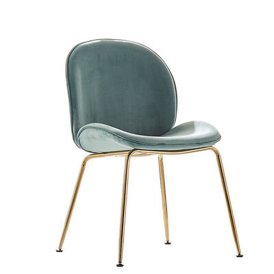 Metal Frame Upholstered Dining Chair Armless Beige Green Ins Style 56x54x84cm