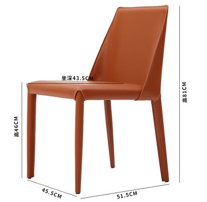 Modern Grey Leather Metal Frame Dining Chairs 17 Inch 43.18CM Seat Height Home