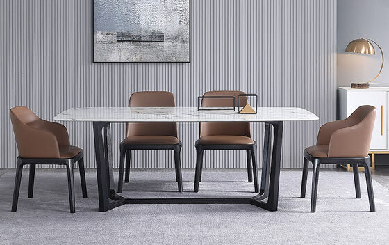 180cm Marble White Luxury Dining Table And Chairs 4 Seater 6 Pieces Minimalist