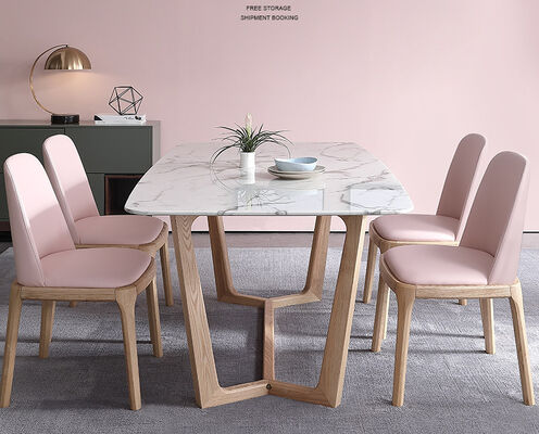 180cm Marble White Luxury Dining Table And Chairs 4 Seater 6 Pieces Minimalist