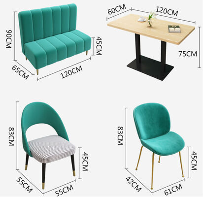 Outdoor Velvet Restaurant Dining Table And Chairs Set Fabric 160cm 180cm Modern