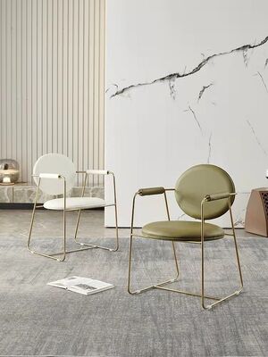 Stainless Steel Metal Frame Dining Chairs With Arms Minimalist 66x57x83cm