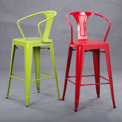 Cold Rolled Steel Metal Dining Chair Stackable Breathable Powder Coating