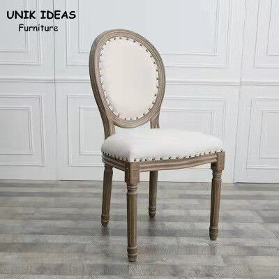 vintage tufted solid wood upholstered dining chairs with mahogany legs American style 50cm