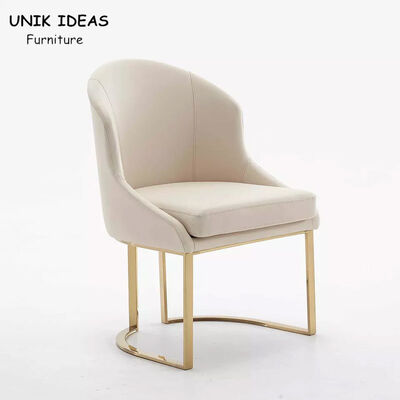 Bon prix Jambe de luxe dinante en cuir beige écologique de cadre en métal d'acier inoxydable d'or de chaise en ligne