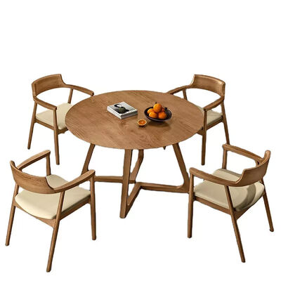 Bon prix Table de salle à manger de luxe nordique ronde et ODM en bois d'ensemble de chaises en ligne