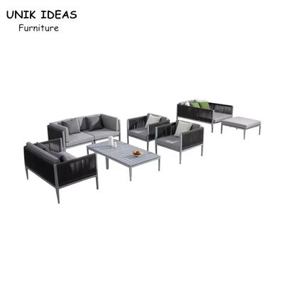 Bon prix Sofa simple moderne de conception de jeu de corde de cadre en aluminium imperméable à l'extérieur du canapé de jardin en ligne