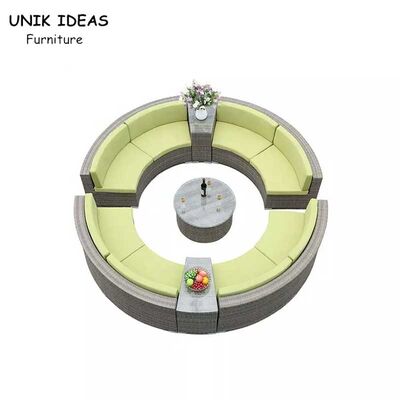 Bon prix Ensemble de canapé imperméable résistant à la rouille de loisirs de jardin de sofa de rotin tissé de forme ronde extérieure en ligne