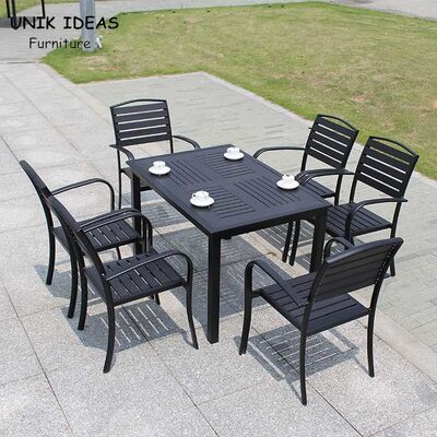 Bon prix Table de salle à manger extérieure imperméable noire D80xL120xH73CM de meubles de jardin de patio en ligne