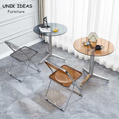 Bon prix Le Tableau en verre et les chaises de petits Bistros de bar ont placé 4 Seater Crystal Acrylic Folding en ligne
