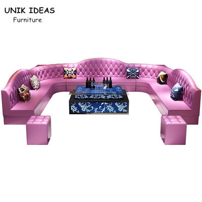 Bon prix Sectionnel en U de Sofa Leather Chesterfield de salon tufté de club de bouton avec le dormeur en ligne