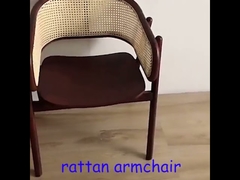 Fauteuil en rotin nordique Bois naturel Chaise de salle à manger et de salon en bois massif